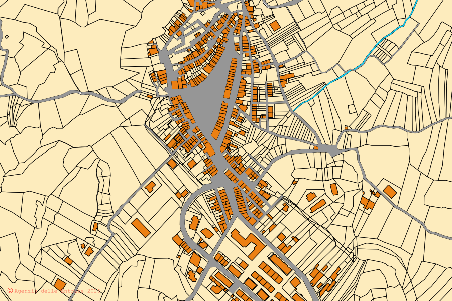 Mappa catastale del centro di Borrello: particelle e fabbricati, cartografia Agenzia delle Entrate