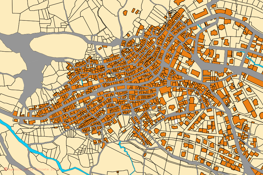 Mappa catastale del centro di Bortigali: particelle e fabbricati, cartografia Agenzia delle Entrate