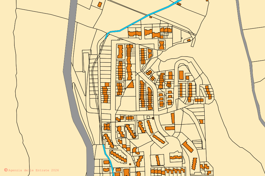 Mappa catastale del centro di Bosa: particelle e fabbricati, cartografia Agenzia delle Entrate