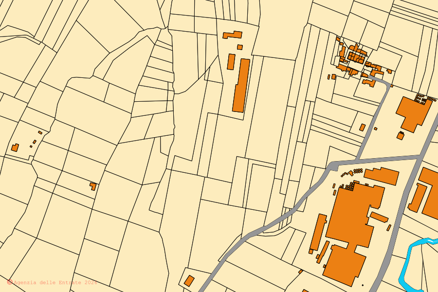 Mappa catastale del centro di Bosnasco: particelle e fabbricati, cartografia Agenzia delle Entrate