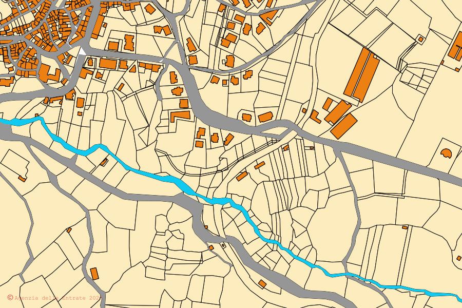 Mappa catastale del centro di Bottidda: particelle e fabbricati, cartografia Agenzia delle Entrate