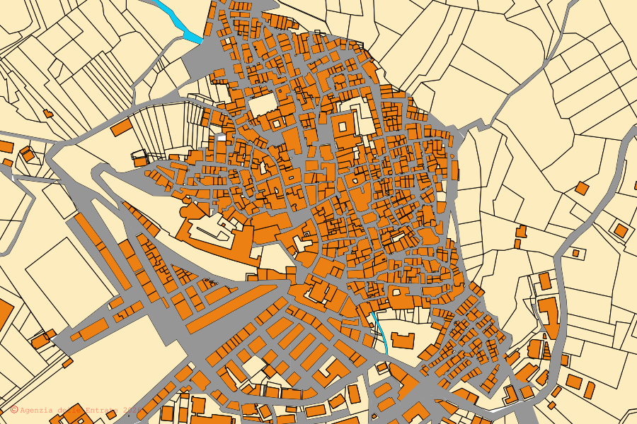 Mappa catastale del centro di Bovino: particelle e fabbricati, cartografia Agenzia delle Entrate