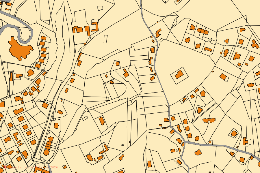 Mappa catastale del centro di Bra: particelle e fabbricati, cartografia Agenzia delle Entrate