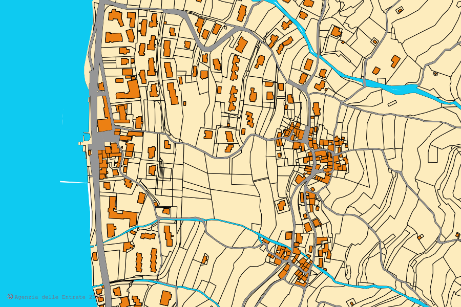 Mappa catastale del centro di Brenzone sul Garda: particelle e fabbricati, cartografia Agenzia delle Entrate