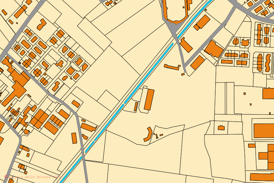 Mappa catastale del centro di Brescello: particelle e fabbricati, cartografia Agenzia delle Entrate