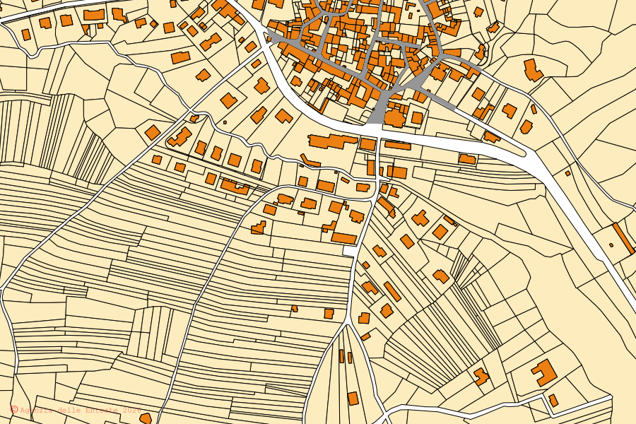 Mappa catastale del centro di Brinzio: particelle e fabbricati, cartografia Agenzia delle Entrate