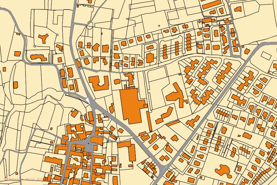 Mappa catastale del centro di Briosco: particelle e fabbricati, cartografia Agenzia delle Entrate