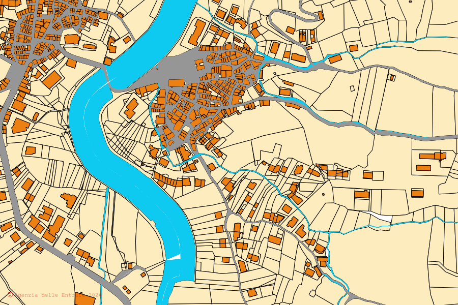 Mappa catastale del centro di Brognaturo: particelle e fabbricati, cartografia Agenzia delle Entrate