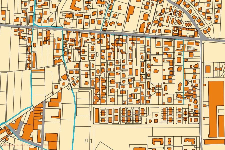 Mappa catastale del centro di Brugherio: particelle e fabbricati, cartografia Agenzia delle Entrate