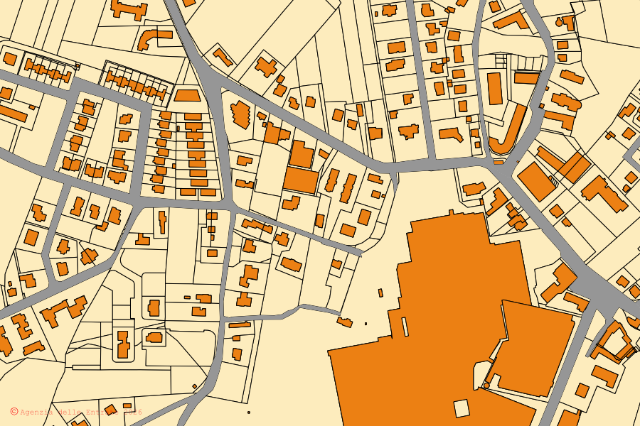 Mappa catastale del centro di Brugnera: particelle e fabbricati, cartografia Agenzia delle Entrate