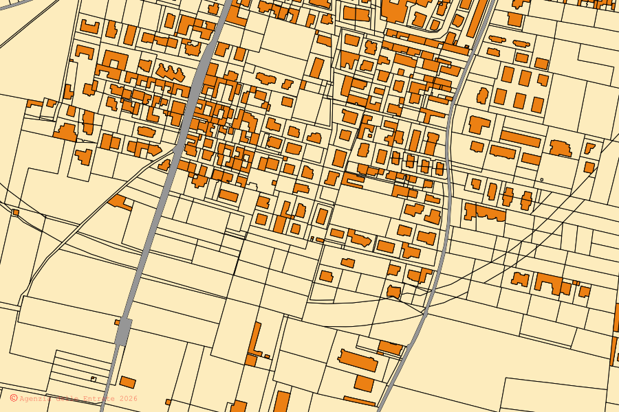 Mappa catastale del centro di Brusciano: particelle e fabbricati, cartografia Agenzia delle Entrate