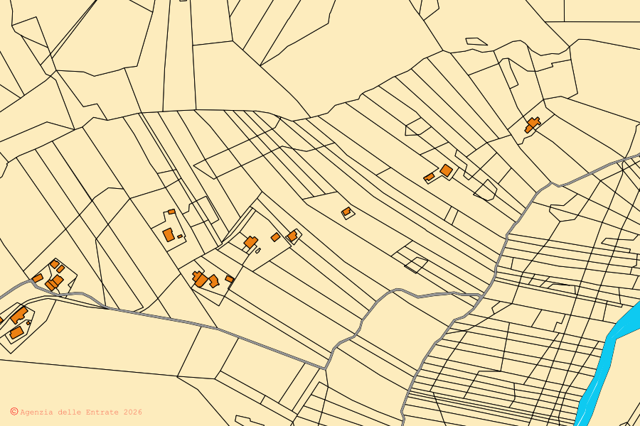 Mappa catastale del centro di Bucchianico: particelle e fabbricati, cartografia Agenzia delle Entrate