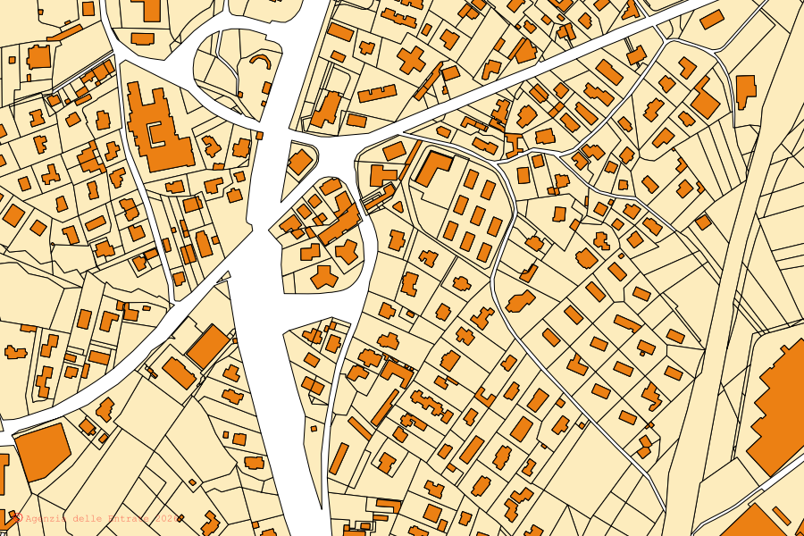 Mappa catastale del centro di Buguggiate: particelle e fabbricati, cartografia Agenzia delle Entrate