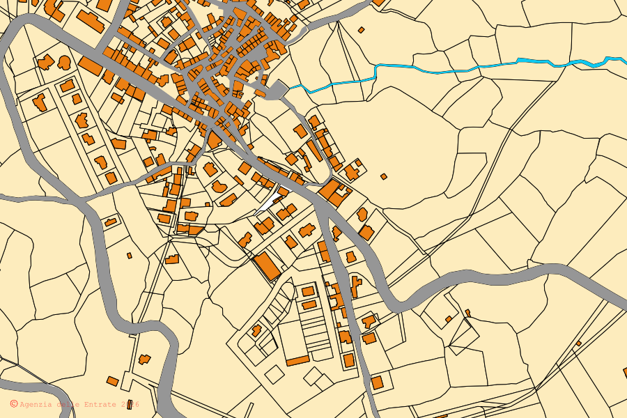 Mappa catastale del centro di Bulzi: particelle e fabbricati, cartografia Agenzia delle Entrate