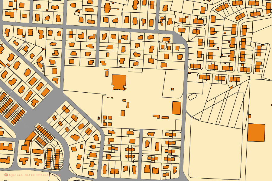 Mappa catastale del centro di Burago di Molgora: particelle e fabbricati, cartografia Agenzia delle Entrate