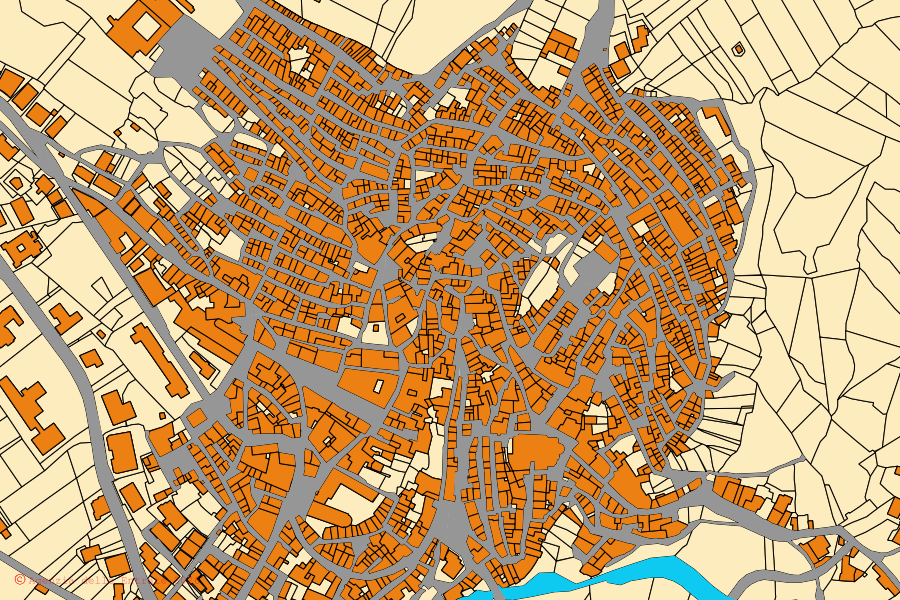 Mappa catastale del centro di Burgio: particelle e fabbricati, cartografia Agenzia delle Entrate