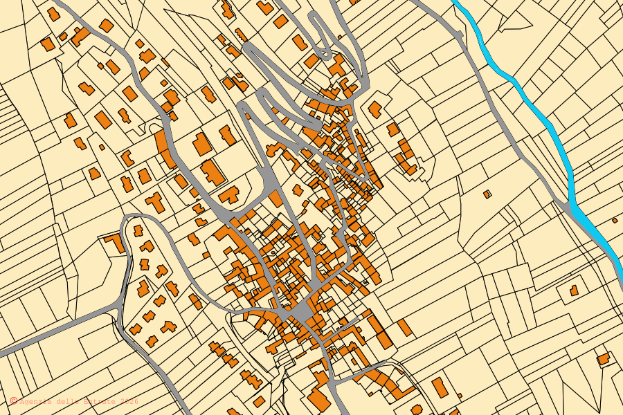 Mappa catastale del centro di Burolo: particelle e fabbricati, cartografia Agenzia delle Entrate