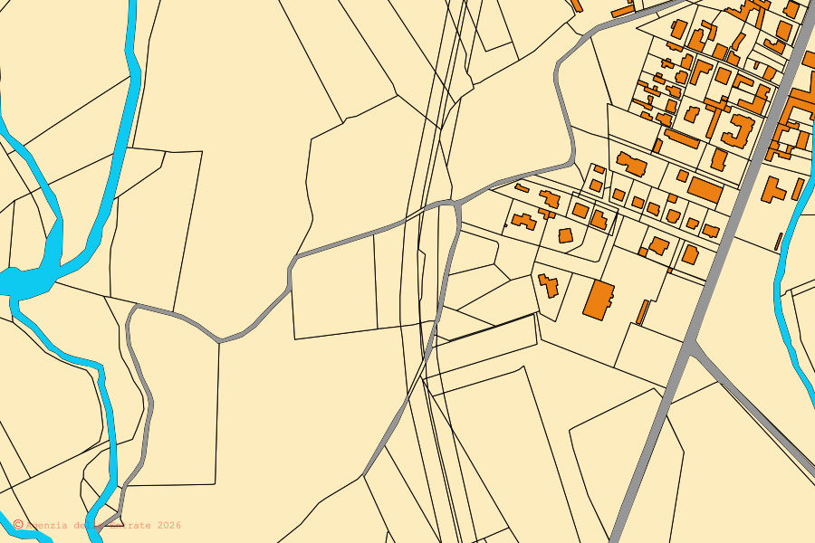 Mappa catastale del centro di Buronzo: particelle e fabbricati, cartografia Agenzia delle Entrate