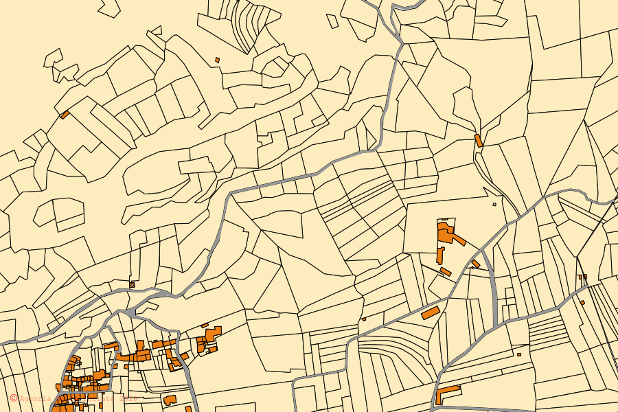 Mappa catastale del centro di Bussoleno: particelle e fabbricati, cartografia Agenzia delle Entrate