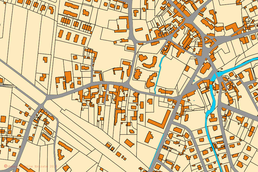 Mappa catastale del centro di Buttrio: particelle e fabbricati, cartografia Agenzia delle Entrate