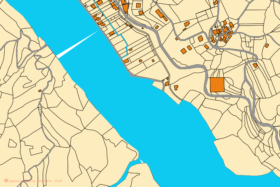 Mappa catastale del centro di Cabella Ligure: particelle e fabbricati, cartografia Agenzia delle Entrate