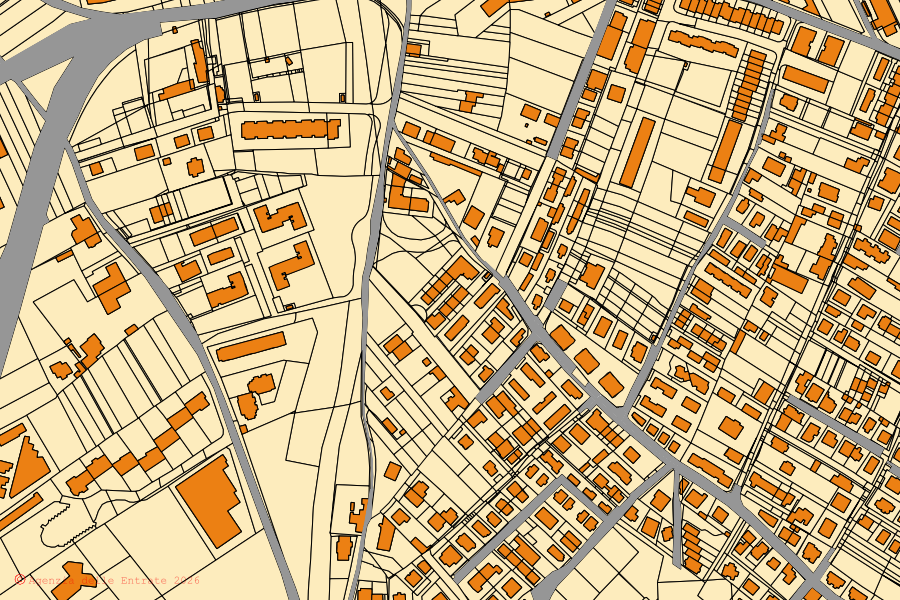 Mappa catastale del centro di Cagliari: particelle e fabbricati, cartografia Agenzia delle Entrate