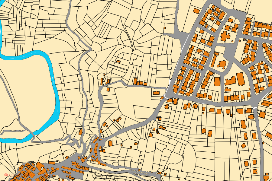 Mappa catastale del centro di Calcata: particelle e fabbricati, cartografia Agenzia delle Entrate