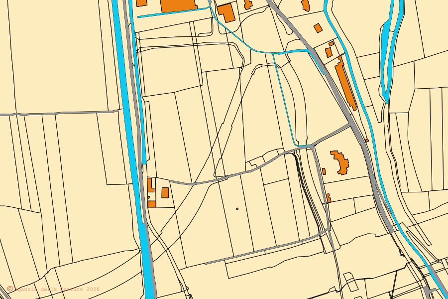 Mappa catastale del centro di Calcio: particelle e fabbricati, cartografia Agenzia delle Entrate