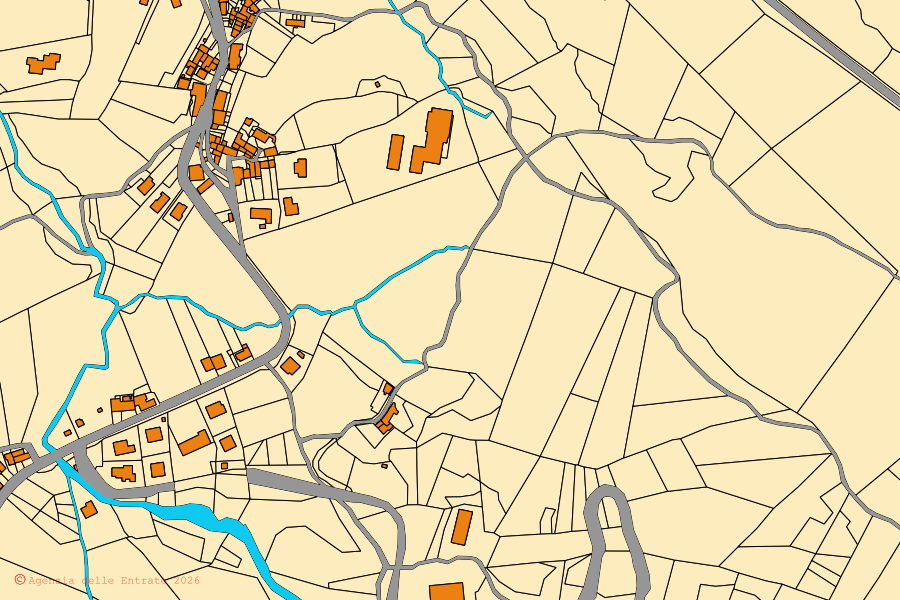 Mappa catastale del centro di Calestano: particelle e fabbricati, cartografia Agenzia delle Entrate