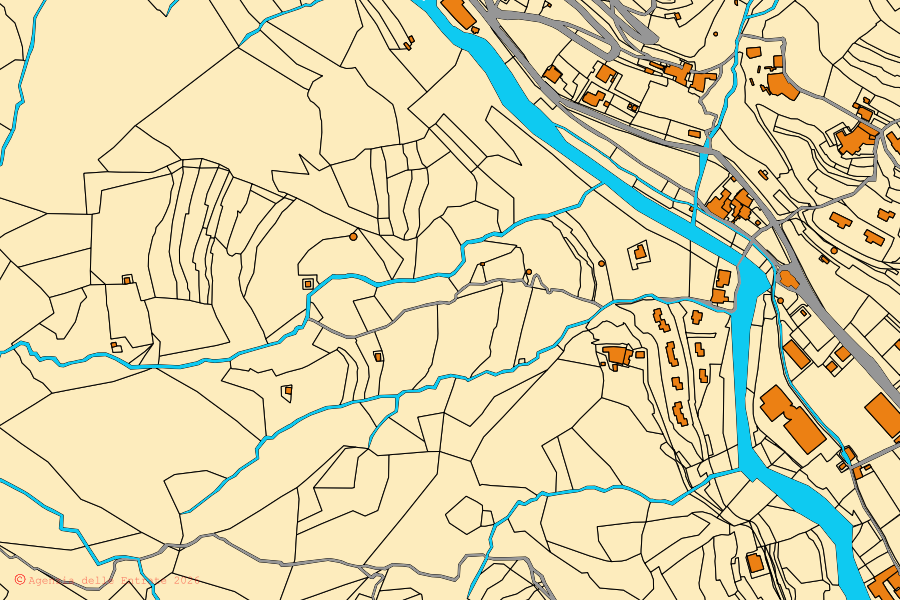 Mappa catastale del centro di Calice Ligure: particelle e fabbricati, cartografia Agenzia delle Entrate