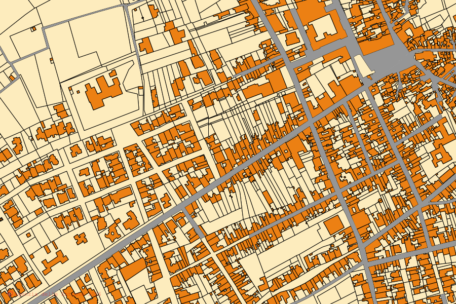 Mappa catastale del centro di Calimera: particelle e fabbricati, cartografia Agenzia delle Entrate