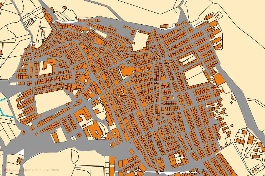 Mappa catastale del centro di Caltavuturo: particelle e fabbricati, cartografia Agenzia delle Entrate
