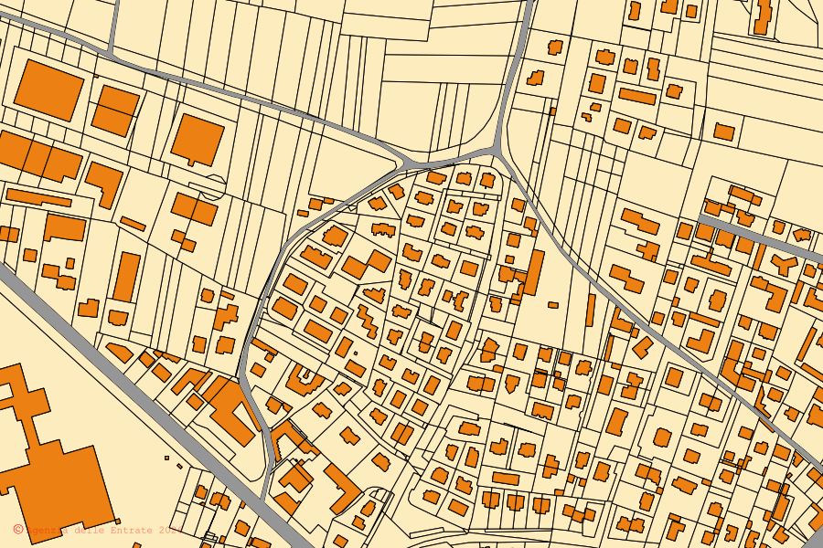 Mappa catastale del centro di Cambiano: particelle e fabbricati, cartografia Agenzia delle Entrate