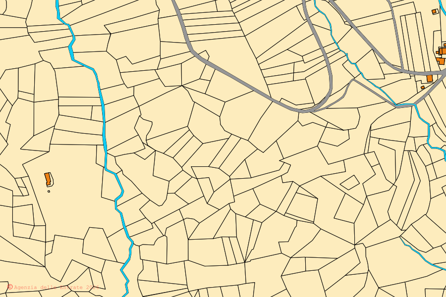 Mappa catastale del centro di Camburzano: particelle e fabbricati, cartografia Agenzia delle Entrate
