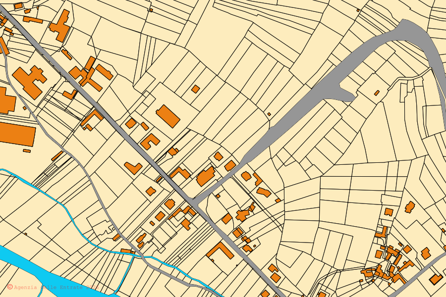 Mappa catastale del centro di Camerana: particelle e fabbricati, cartografia Agenzia delle Entrate
