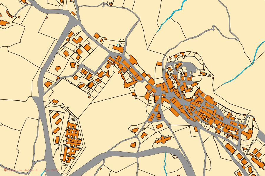 Mappa catastale del centro di Campagnatico: particelle e fabbricati, cartografia Agenzia delle Entrate