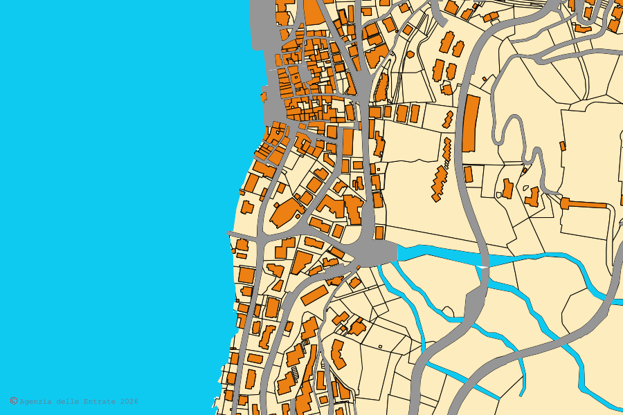 Mappa catastale del centro di Campione d'Italia: particelle e fabbricati, cartografia Agenzia delle Entrate
