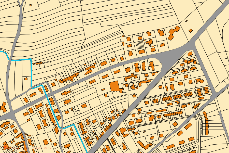 Mappa catastale del centro di Campoformido: particelle e fabbricati, cartografia Agenzia delle Entrate