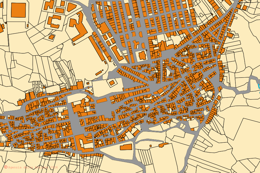 Mappa catastale del centro di Campofranco: particelle e fabbricati, cartografia Agenzia delle Entrate