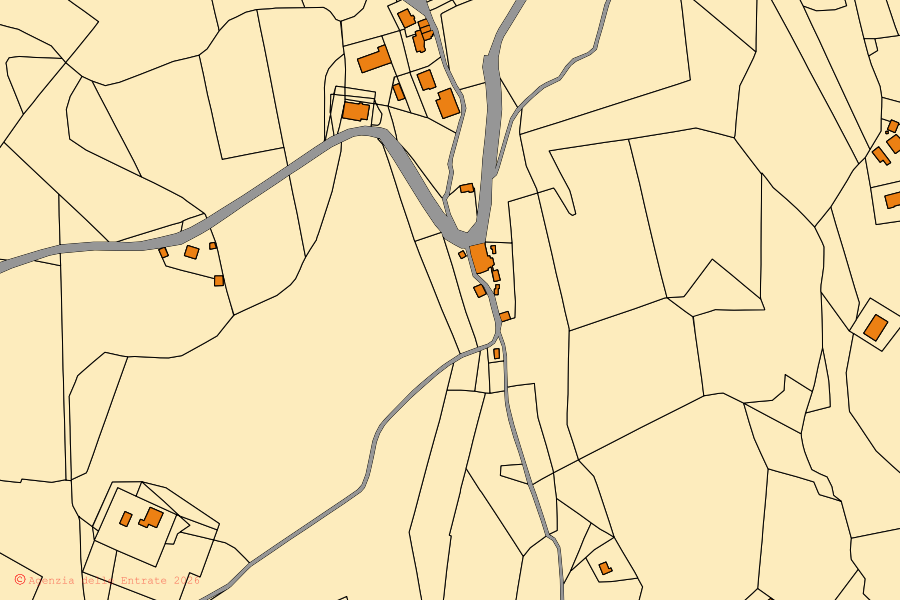 Mappa catastale del centro di Camporotondo di Fiastrone: particelle e fabbricati, cartografia Agenzia delle Entrate