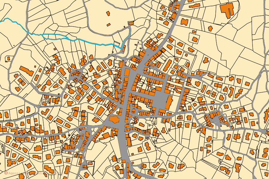 Mappa catastale del centro di Canale Monterano: particelle e fabbricati, cartografia Agenzia delle Entrate