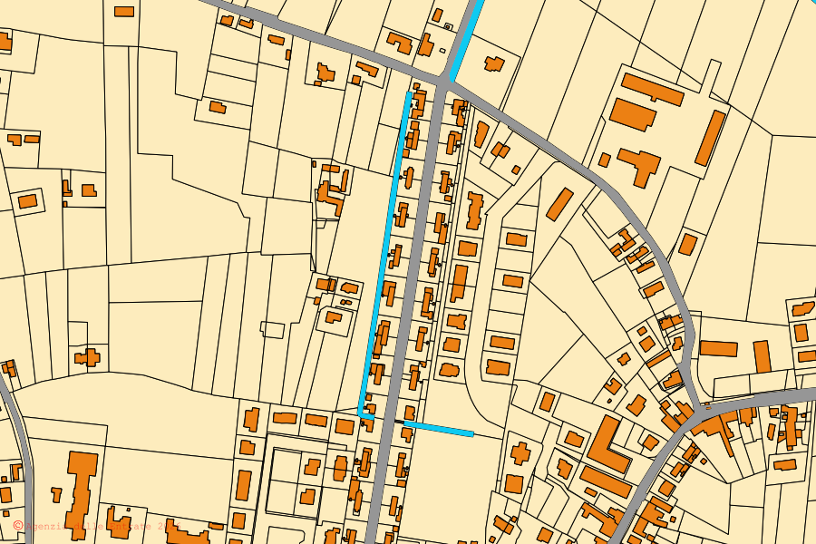 Mappa catastale del centro di Candiana: particelle e fabbricati, cartografia Agenzia delle Entrate