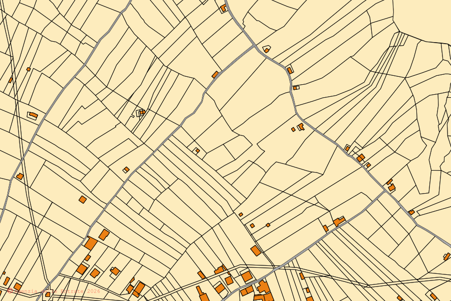 Mappa catastale del centro di Candidoni: particelle e fabbricati, cartografia Agenzia delle Entrate