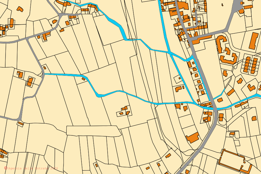 Mappa catastale del centro di Caneva: particelle e fabbricati, cartografia Agenzia delle Entrate