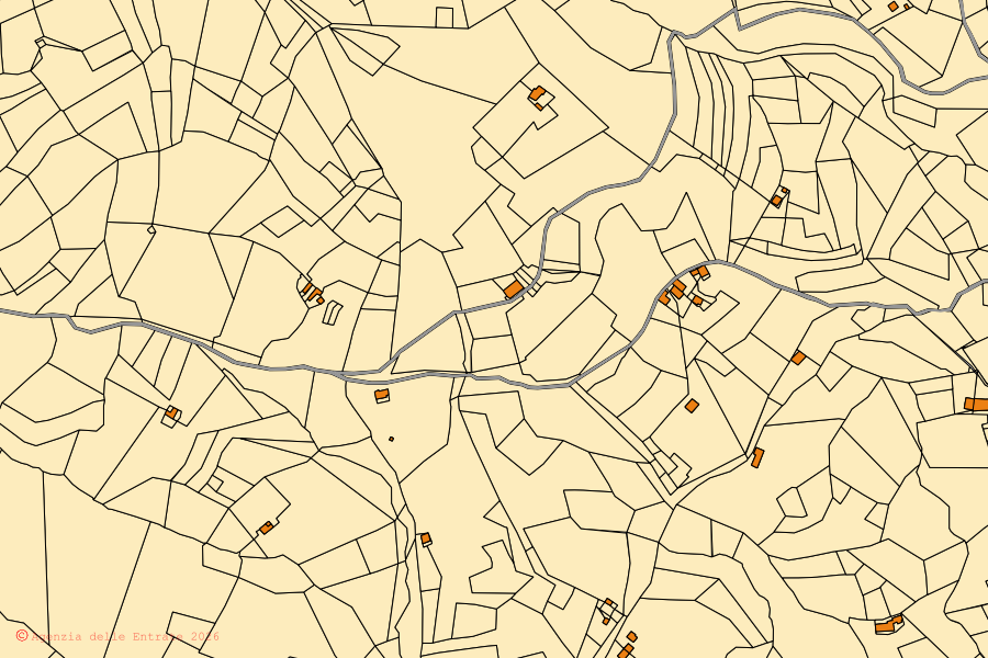 Mappa catastale del centro di Canischio: particelle e fabbricati, cartografia Agenzia delle Entrate