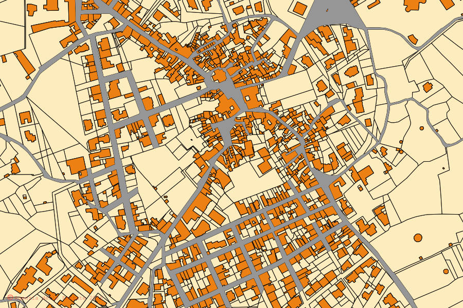 Mappa catastale del centro di Cannole: particelle e fabbricati, cartografia Agenzia delle Entrate