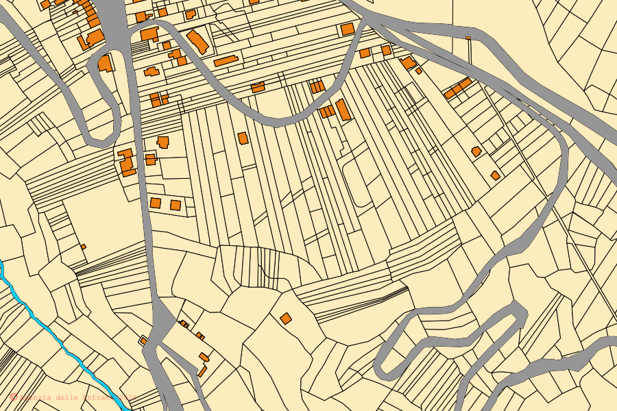 Mappa catastale del centro di Cansano: particelle e fabbricati, cartografia Agenzia delle Entrate