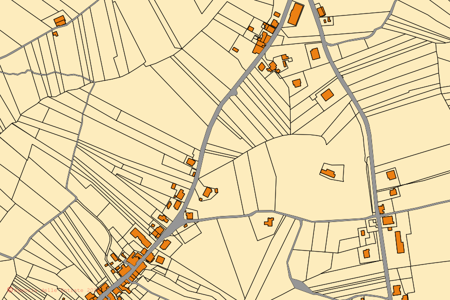 Mappa catastale del centro di Canzano: particelle e fabbricati, cartografia Agenzia delle Entrate