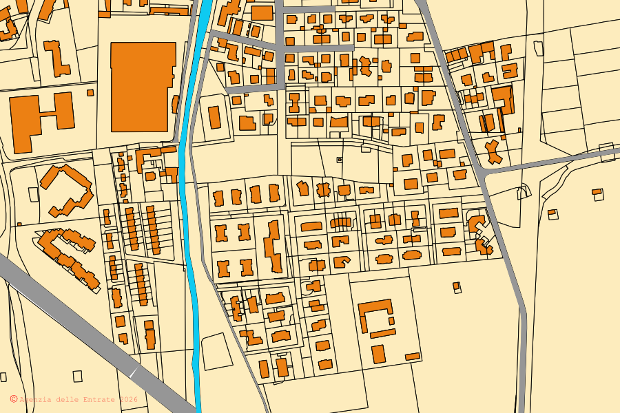 Mappa catastale del centro di Caponago: particelle e fabbricati, cartografia Agenzia delle Entrate