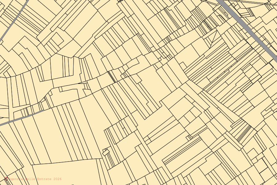 Mappa catastale del centro di Caporciano: particelle e fabbricati, cartografia Agenzia delle Entrate